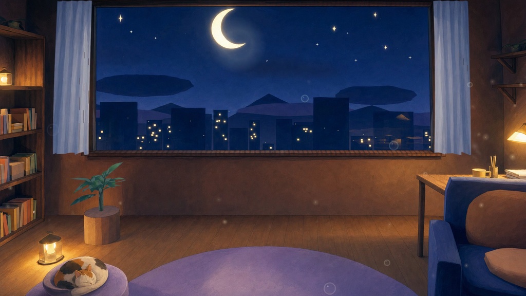 【動く配信背景】2nd Room — 現実と同じ時間が流れる部屋(24時間連動/OBS対応)