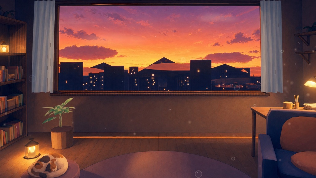 【動く配信背景】2nd Room — 現実と同じ時間が流れる部屋(24時間連動/OBS対応)