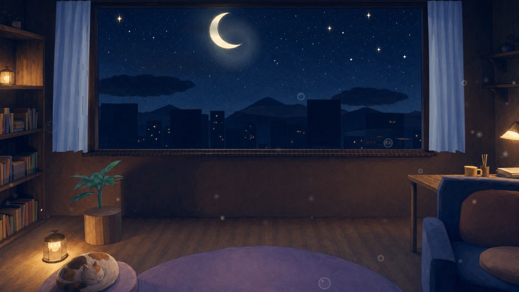 【動く配信背景】2nd Room — 現実と同じ時間が流れる部屋(24時間連動/OBS対応)