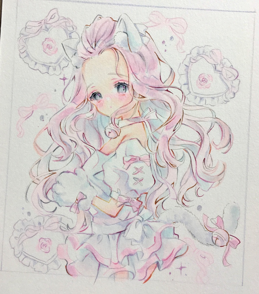 小色紙　原画　『甘い気持♡』