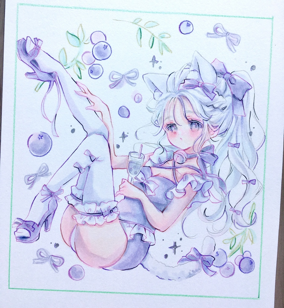小色紙　原画　『blue berry♡』