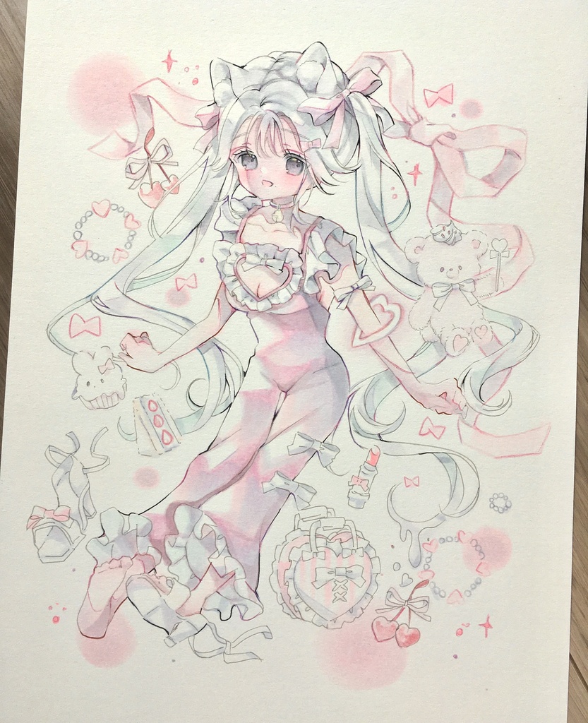 加筆【b5原画】『春のパンツスタイル』