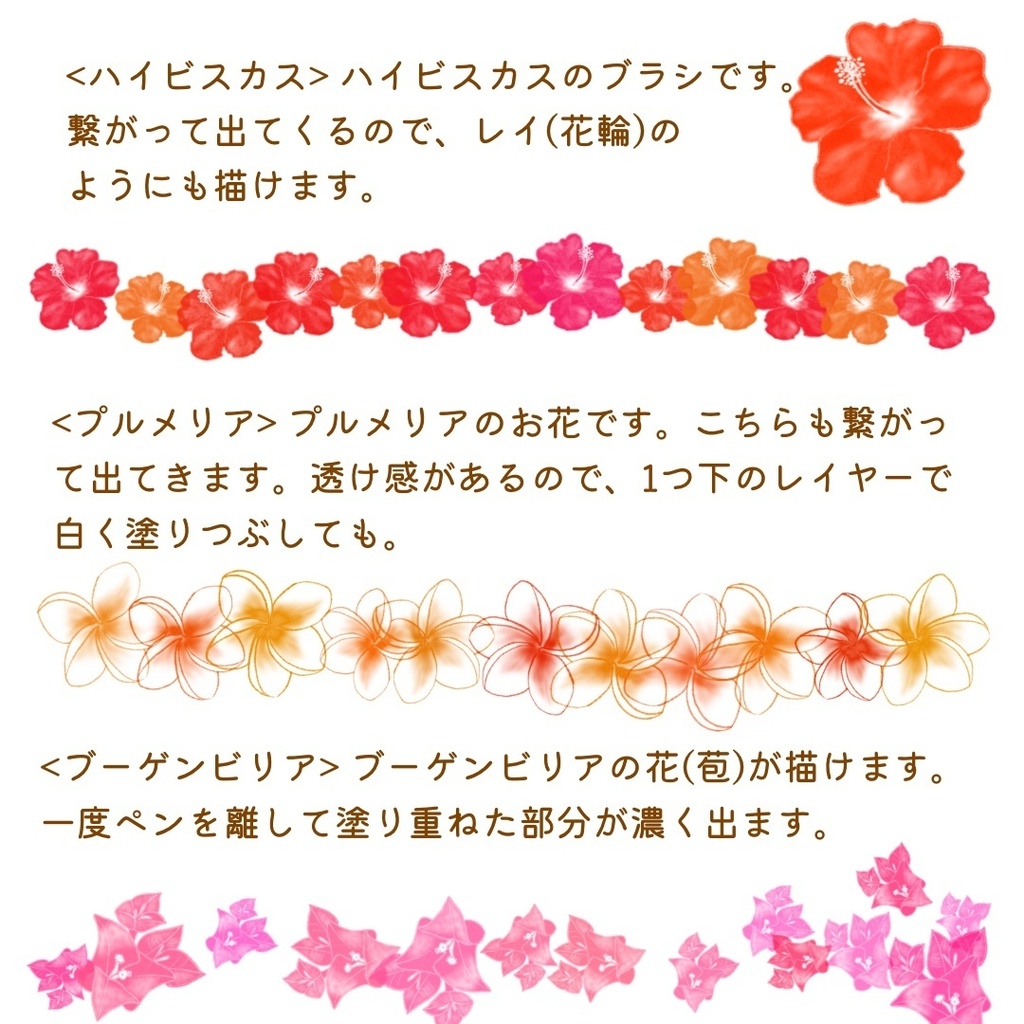 絵になる夏の植物ブラシ21本セット/procreate専用ブラシ