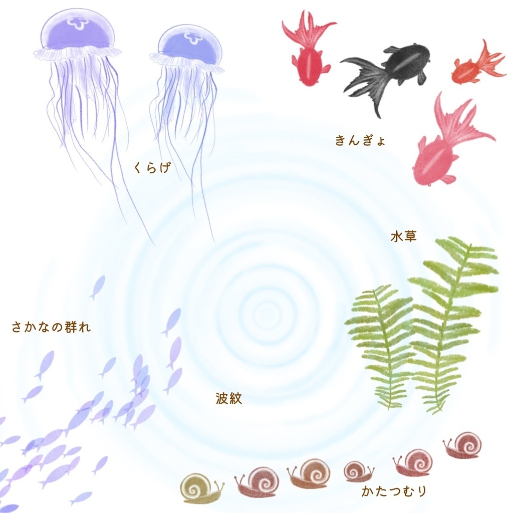 絵になる夏の生き物ブラシ+α 6本セット/procreate専用ブラシ