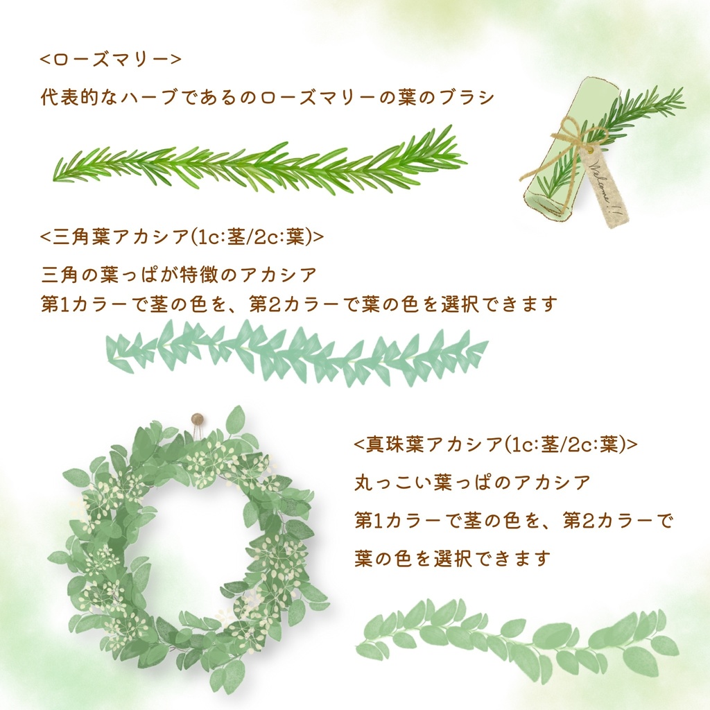 絵になる葉っぱブラシ17本セット/procreate専用ブラシ