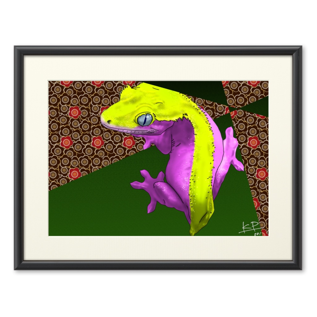 【複製画】クレステッドゲッコー「Kurumi」001