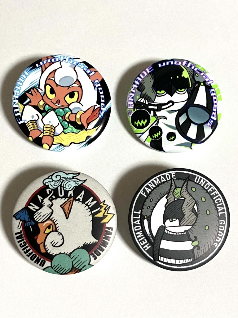 ヘイムダル&ナルカミ 32mm缶バッジ4種 【非公式】