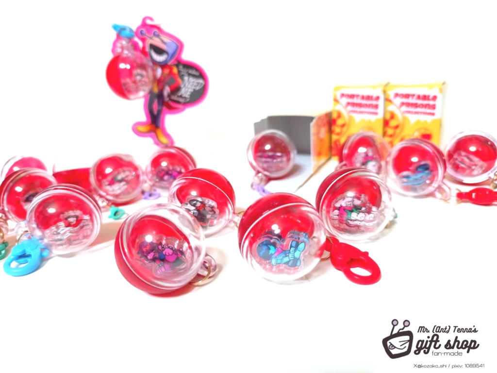 ミスター・テナ&ライトナーども ポータブルろう屋風チャーム付きカスタムキーホルダー