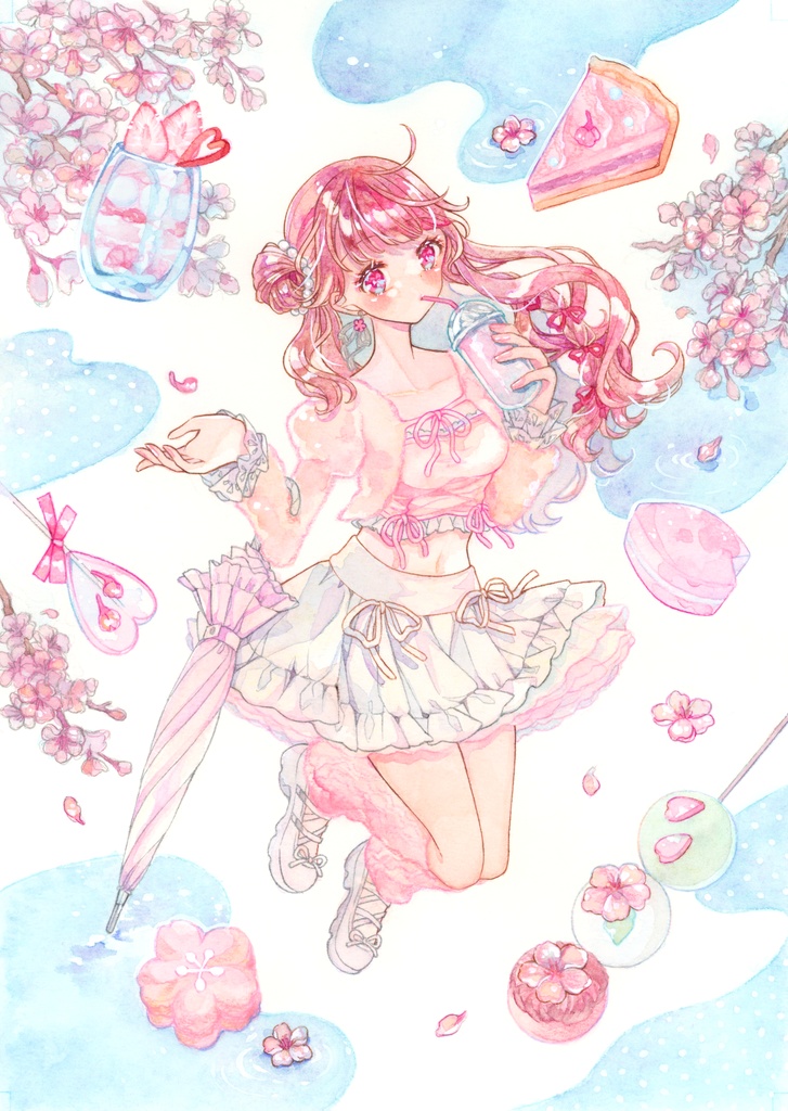 【期間限定SALE】ポストカード「さくらと踊る空中散歩」