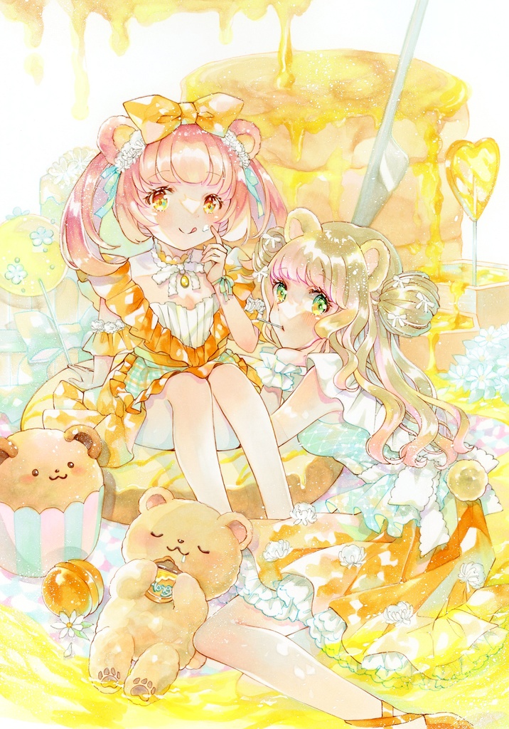 額装原画「こぐま姉妹のおやつ時間」
