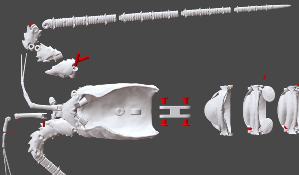 「伊勢海老の自在置物」の3Dデータ