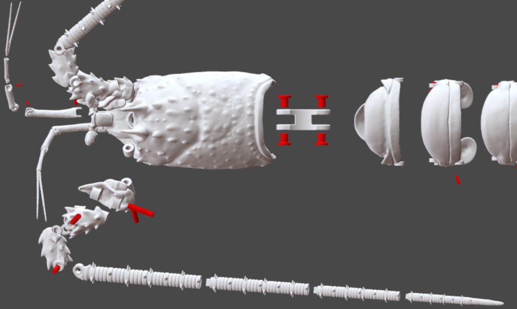 「伊勢海老の自在置物」の3Dデータ