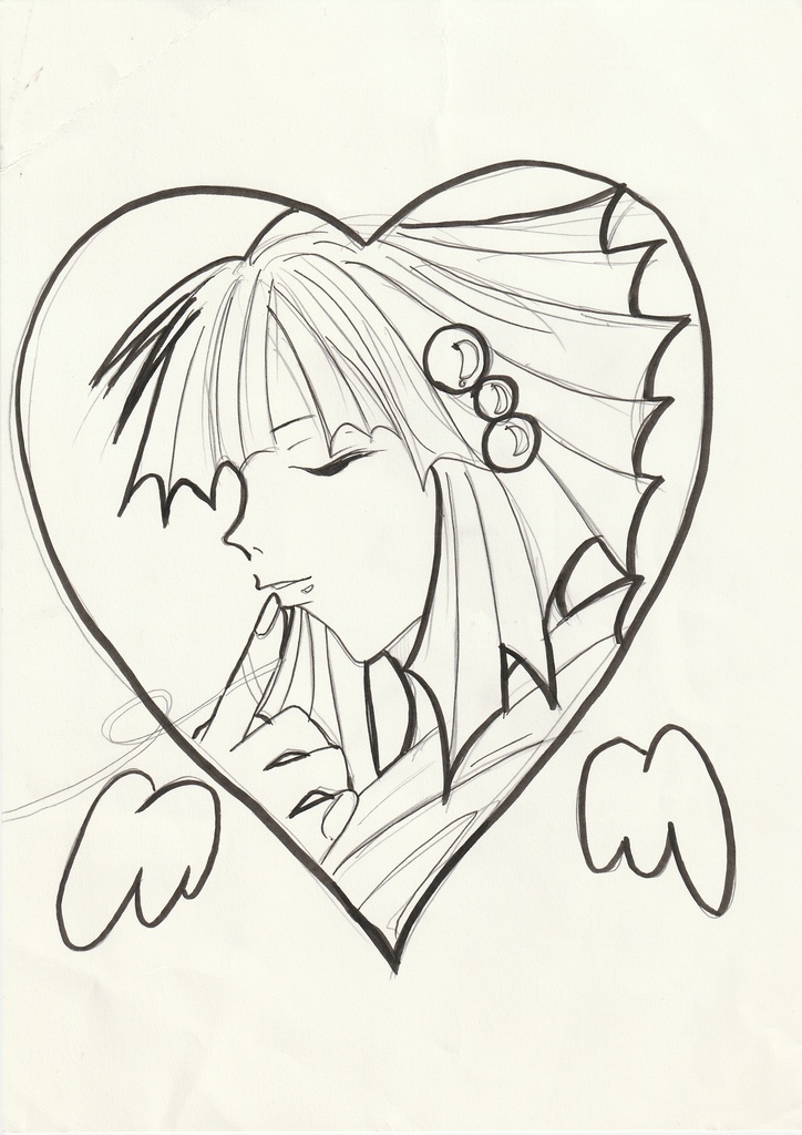 線画塗り絵素材「祈りの天使」／fumicloud7