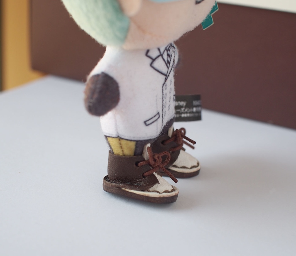 10cm ぬい用 革 靴 (ホワイト系ツートン)