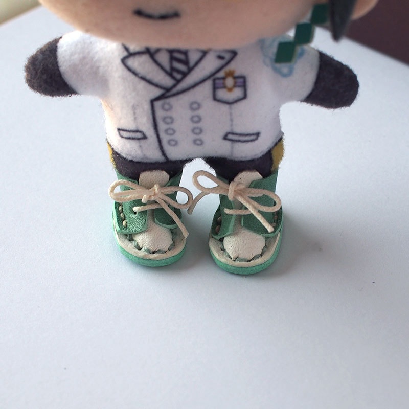 10cm ぬい用 革 靴 (ホワイト系ツートン)