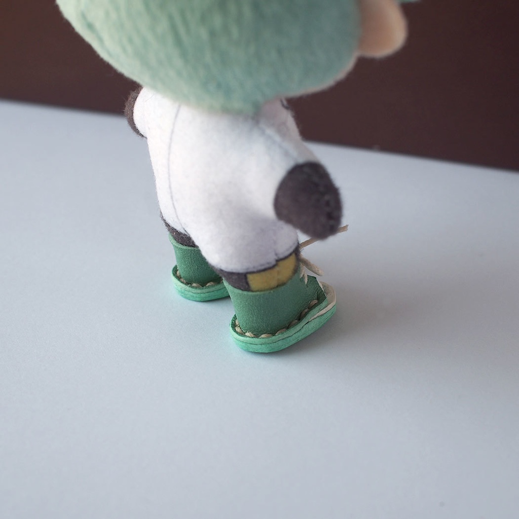 10cm ぬい用 革 靴 (ホワイト系ツートン)