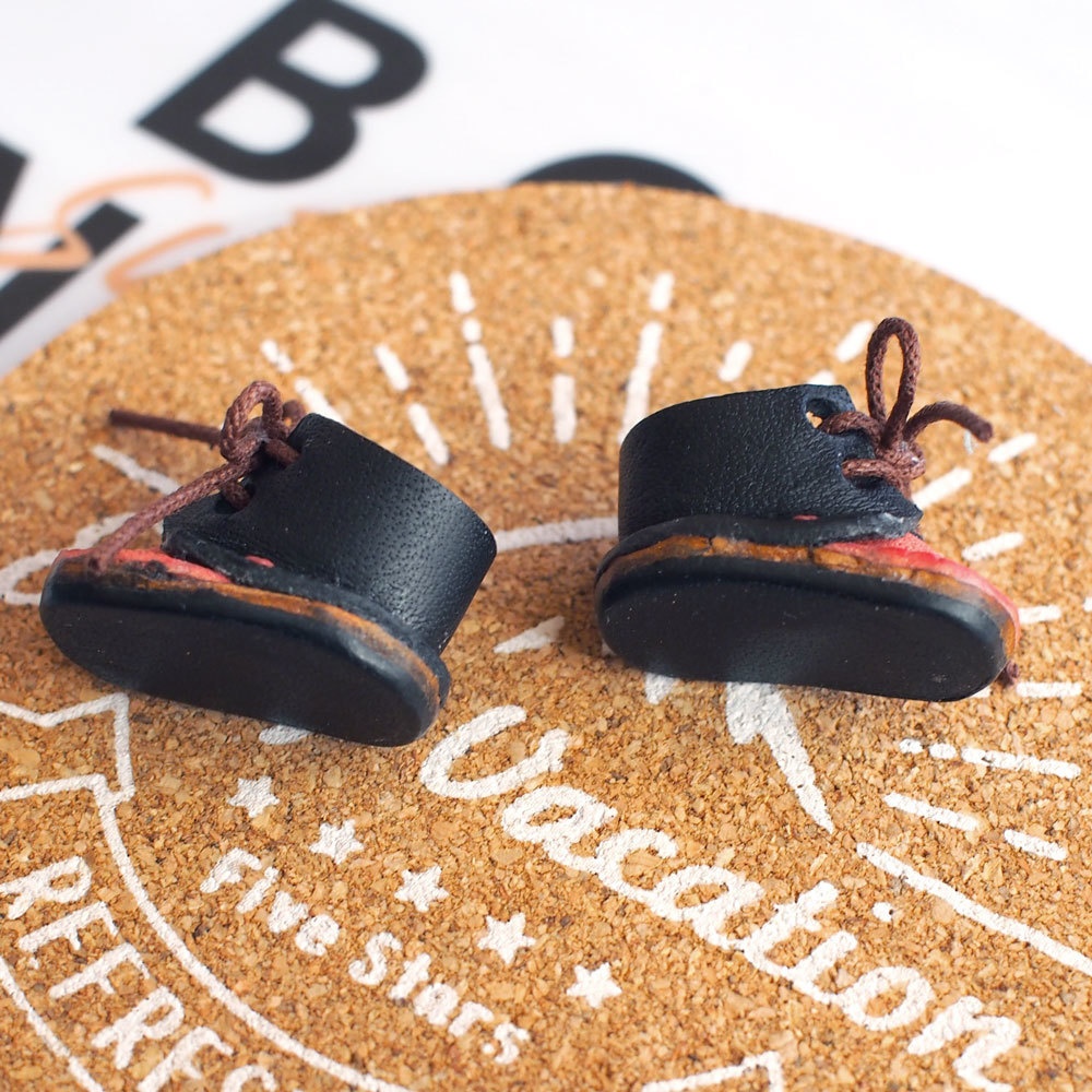 10cm ぬい用 革 靴 (ブラック系ツートン)