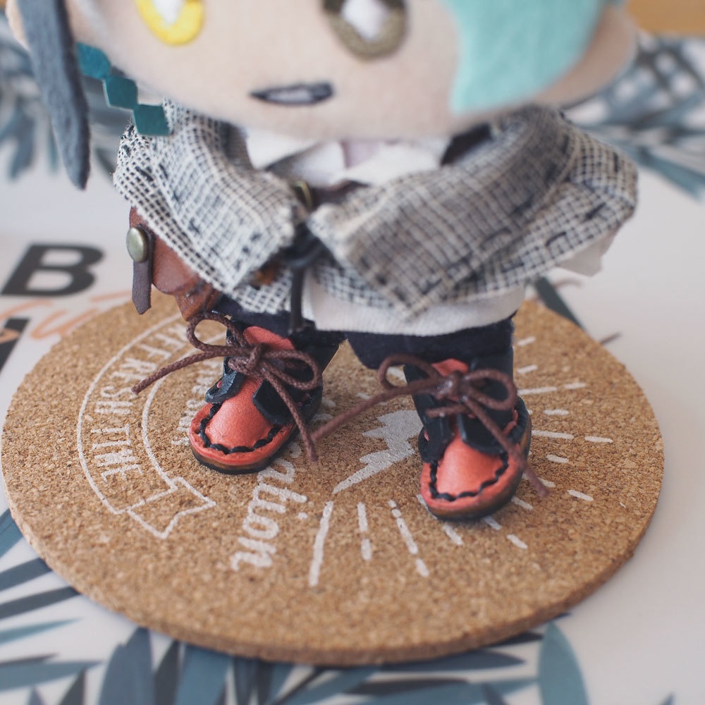 10cm ぬい用 革 靴 (ブラック系ツートン)