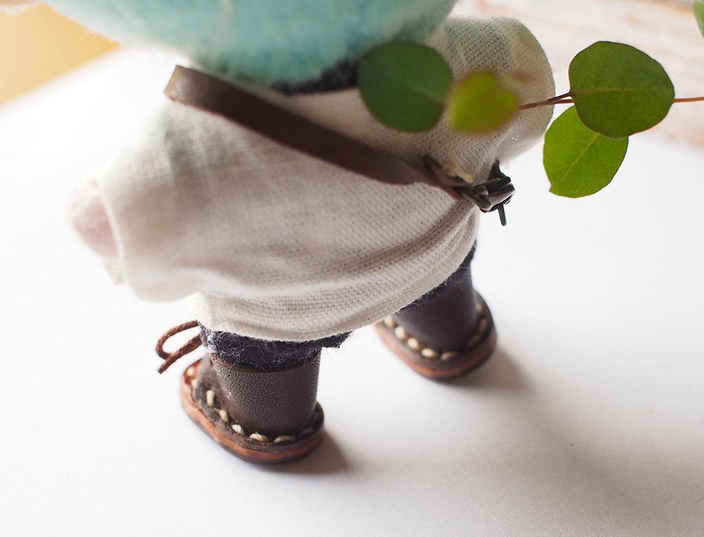 10cm ぬい用 本革 レザー お靴 (ブラウン系ツートン)