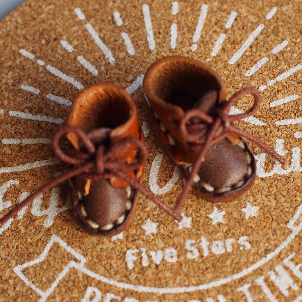 10cm ぬい用 本革 レザー お靴 (ブラウン系ツートン)