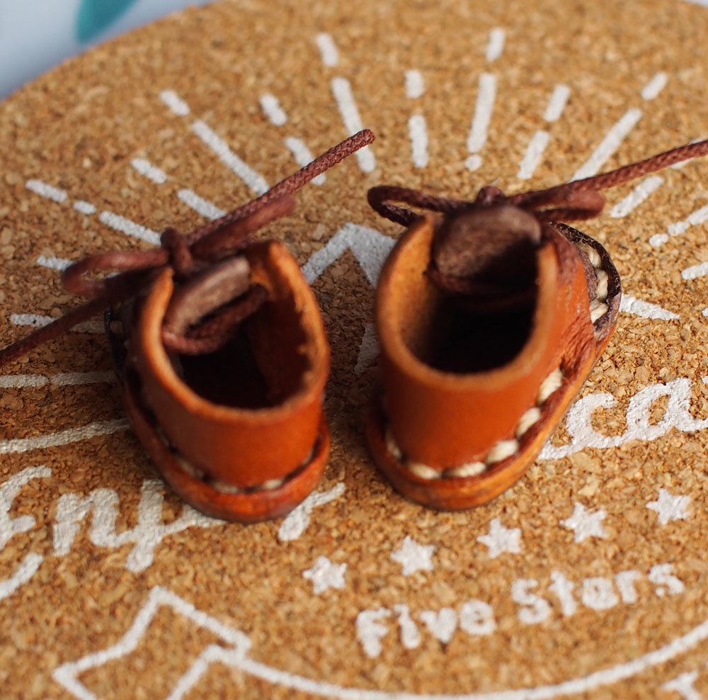 10cm ぬい用 本革 レザー お靴 (ブラウン系ツートン)