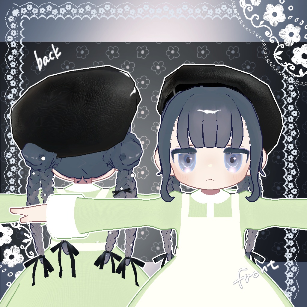 【キプフェル対応】みつあみシニヨンとベレー帽【MA対応】