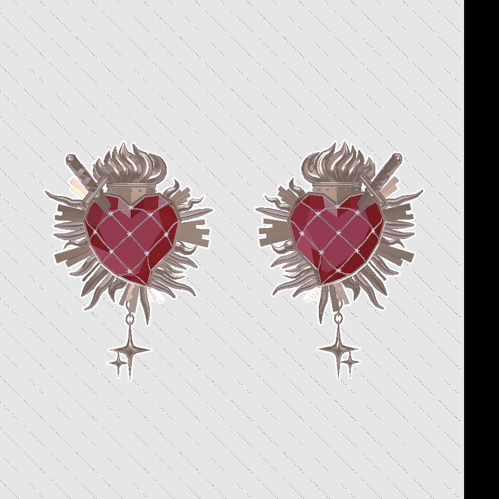【ルルネ・エク対応】Heart Dagger Earring