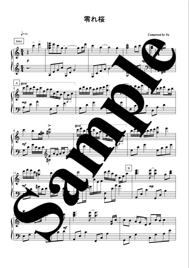 零れ桜 Piano Instrumental まゆとき Booth