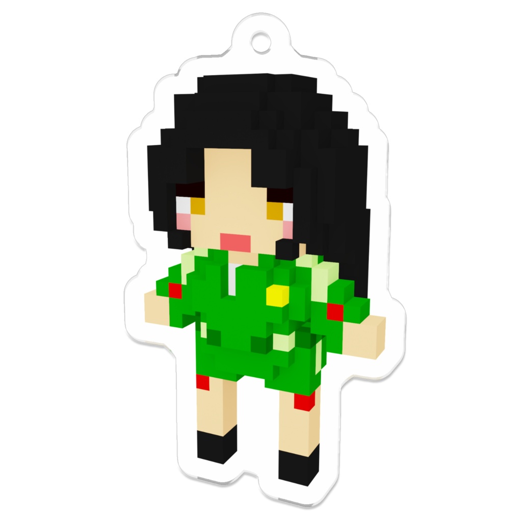 のこますメリ×『あまぎり-天霧-』ボクセルアートキーホルダー 50x50（mm）