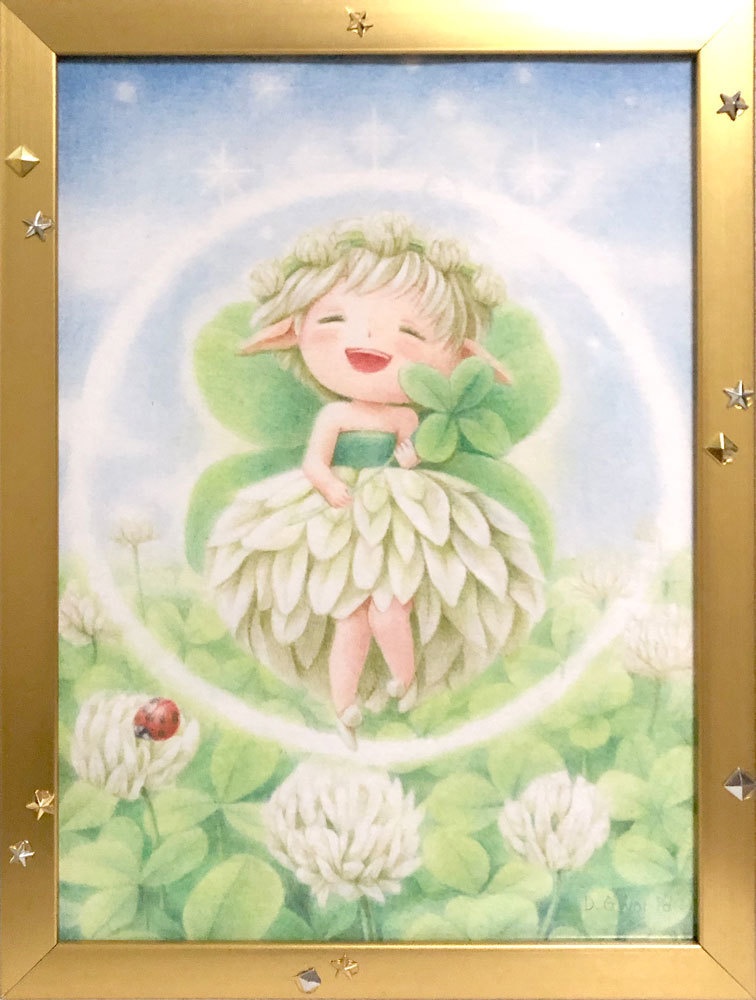 【売約済】『シロツメクサの妖精さん』A4（星空の見える地下室　展示作品）