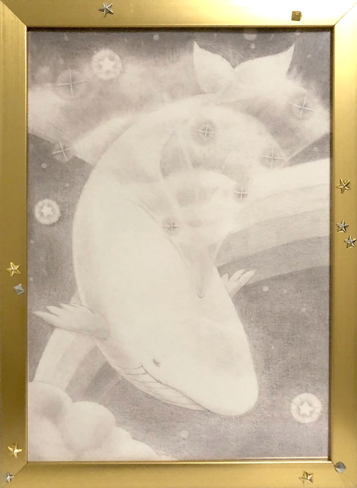 【売約済】『夢見るくじらさん』A4（星空の見える地下室　展示作品）