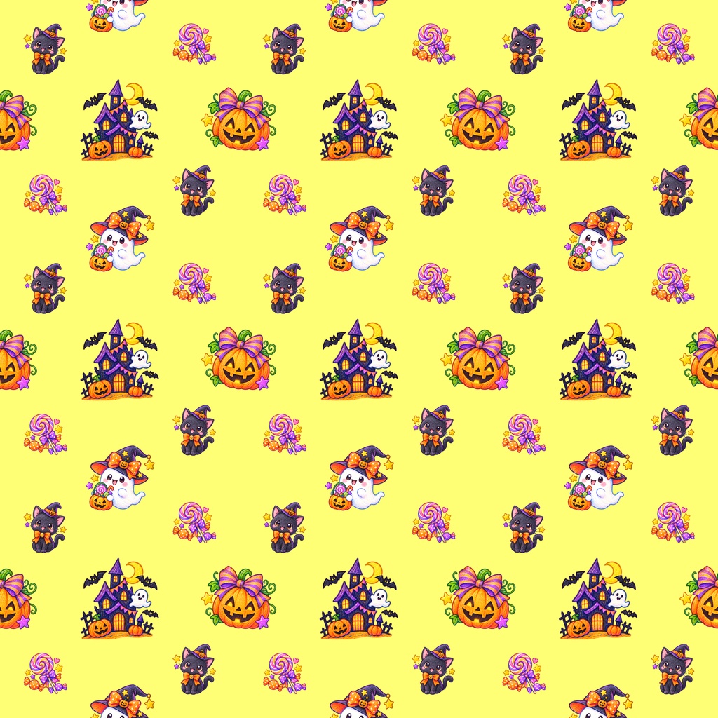 【Halloween Collection 01】ファンシーハロウィン｜シームレスデジタルペーパー 5色