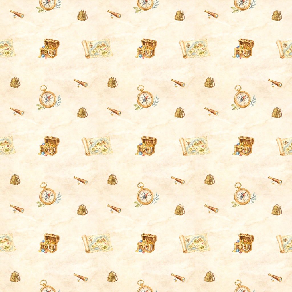 【Treasure Hunt】アンティーク宝探し シームレスパターン|デジタルペーパー 6色セット