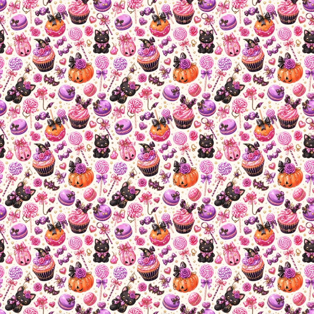 【Halloween Collection 02】魔法とローズのお洒落なハロウィン｜シームレスデジタルペーパー 6柄