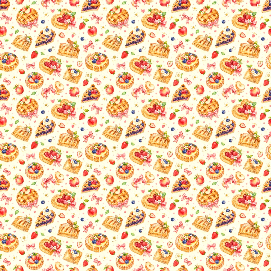 【Sweet Bakery Collection 01】ときめくスイーツのシームレスパターン|デジタルペーパー 6柄