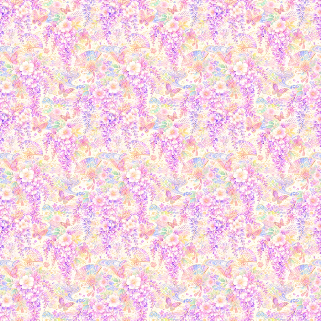 【Japanese Collection 01】華やかな和柄・和花と伝統モチーフ|シームレスデジタルペーパー 5柄