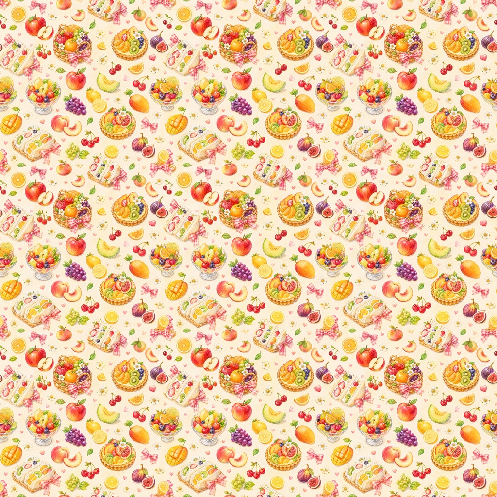 【Bakery & Gourmet Collection 01】スイーツ・和菓子・フード柄｜シームレスデジタルペーパー 6柄