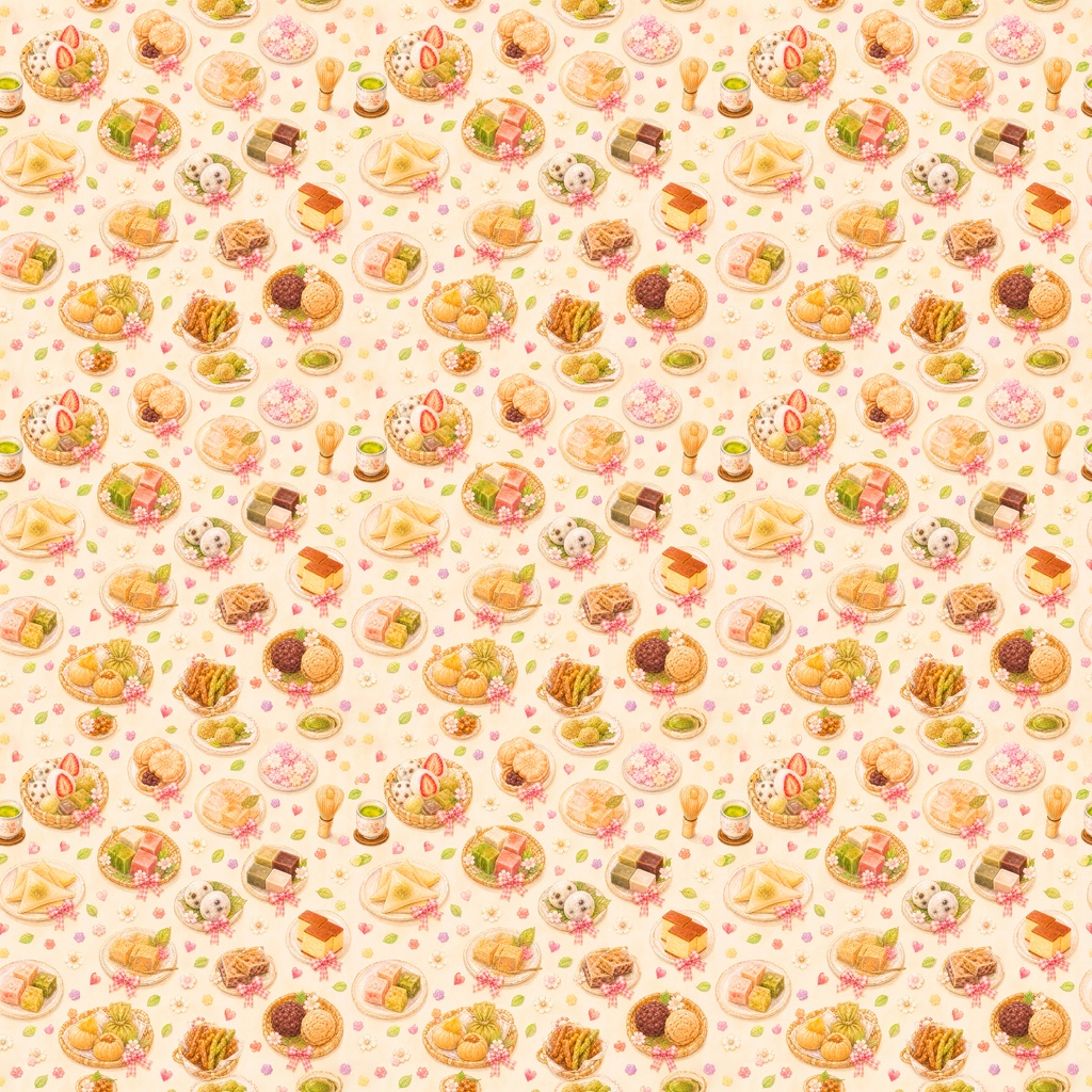 【Bakery & Gourmet Collection 01】スイーツ・和菓子・フード柄|シームレスデジタルペーパー 6柄
