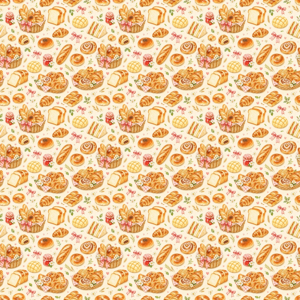 【Bakery & Gourmet Collection 01】スイーツ・和菓子・フード柄|シームレスデジタルペーパー 6柄
