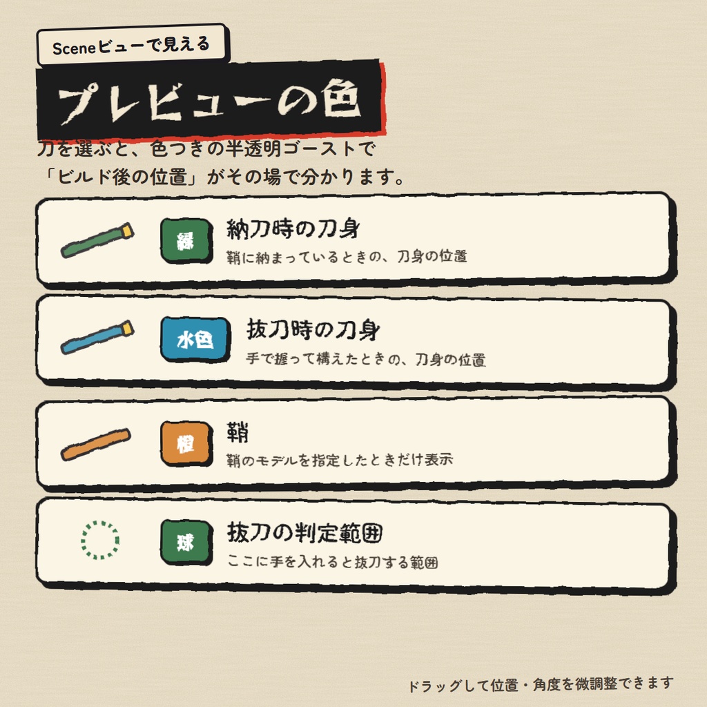 【VRChat】抜刀ギミックビルダー ― 刀のモデルを入れるだけ!自動配置で抜刀ギミック完成【Modular Avatar対応】