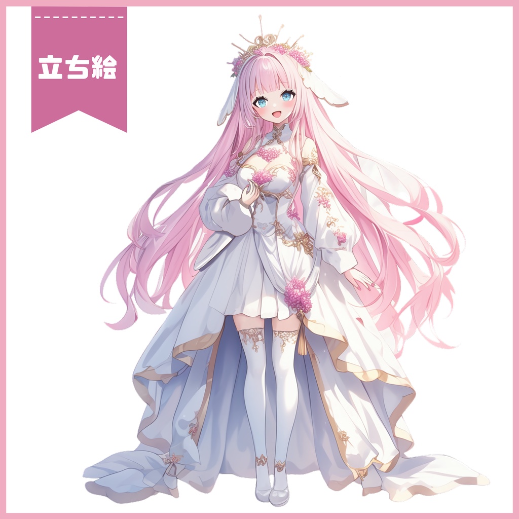 【完売】1点限定!聖堂に咲くピンクの女の子 立ち絵・キービジュアルセット