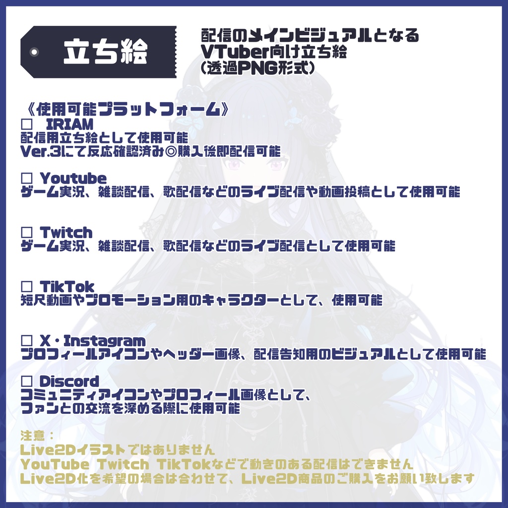 【完売】1点限定!蝶と薔薇を纏うゴシックの女の子 立ち絵・キービジュアルセット