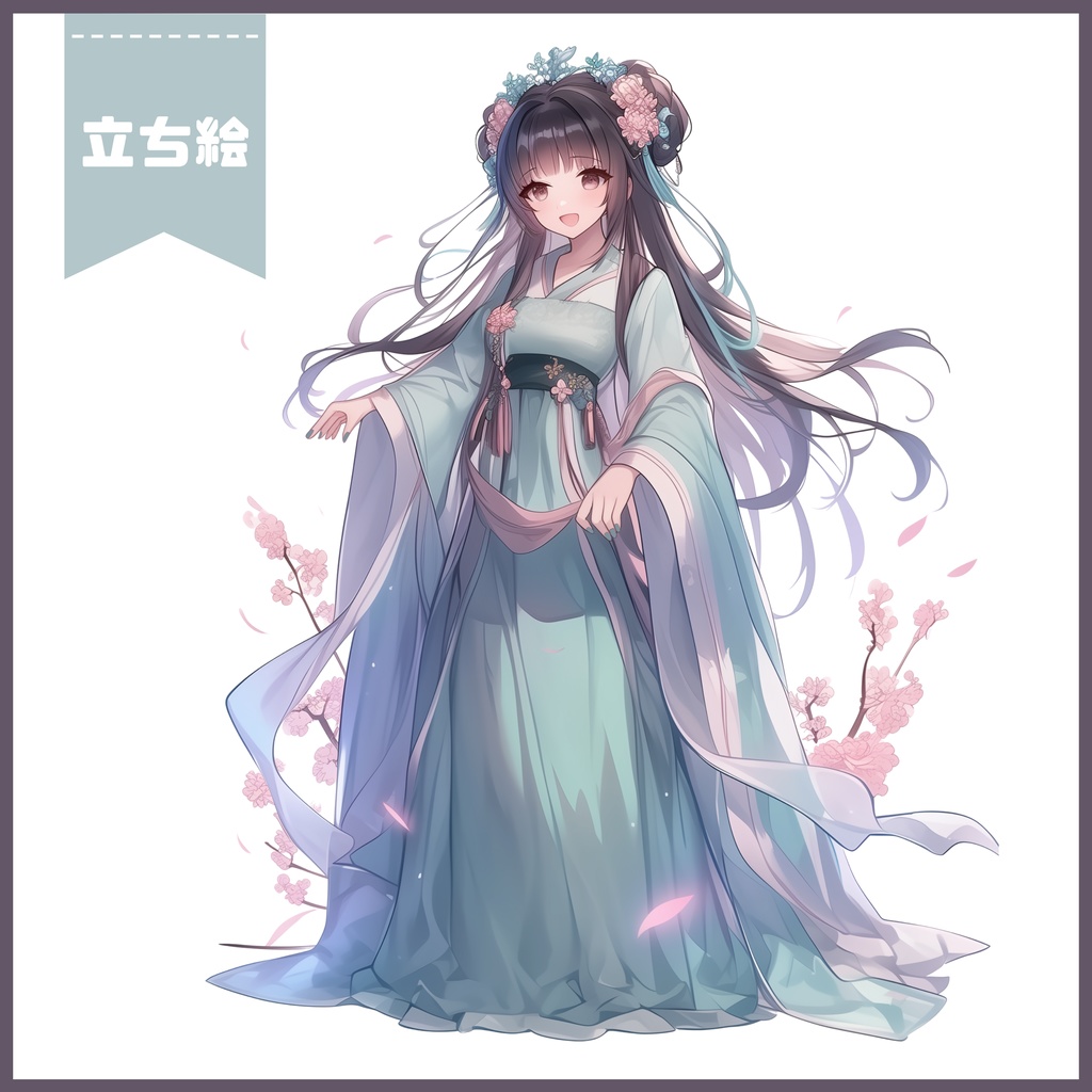 【Vtuber】1点限定!桃花のかんざしの女の子 立ち絵・キービジュアルセット