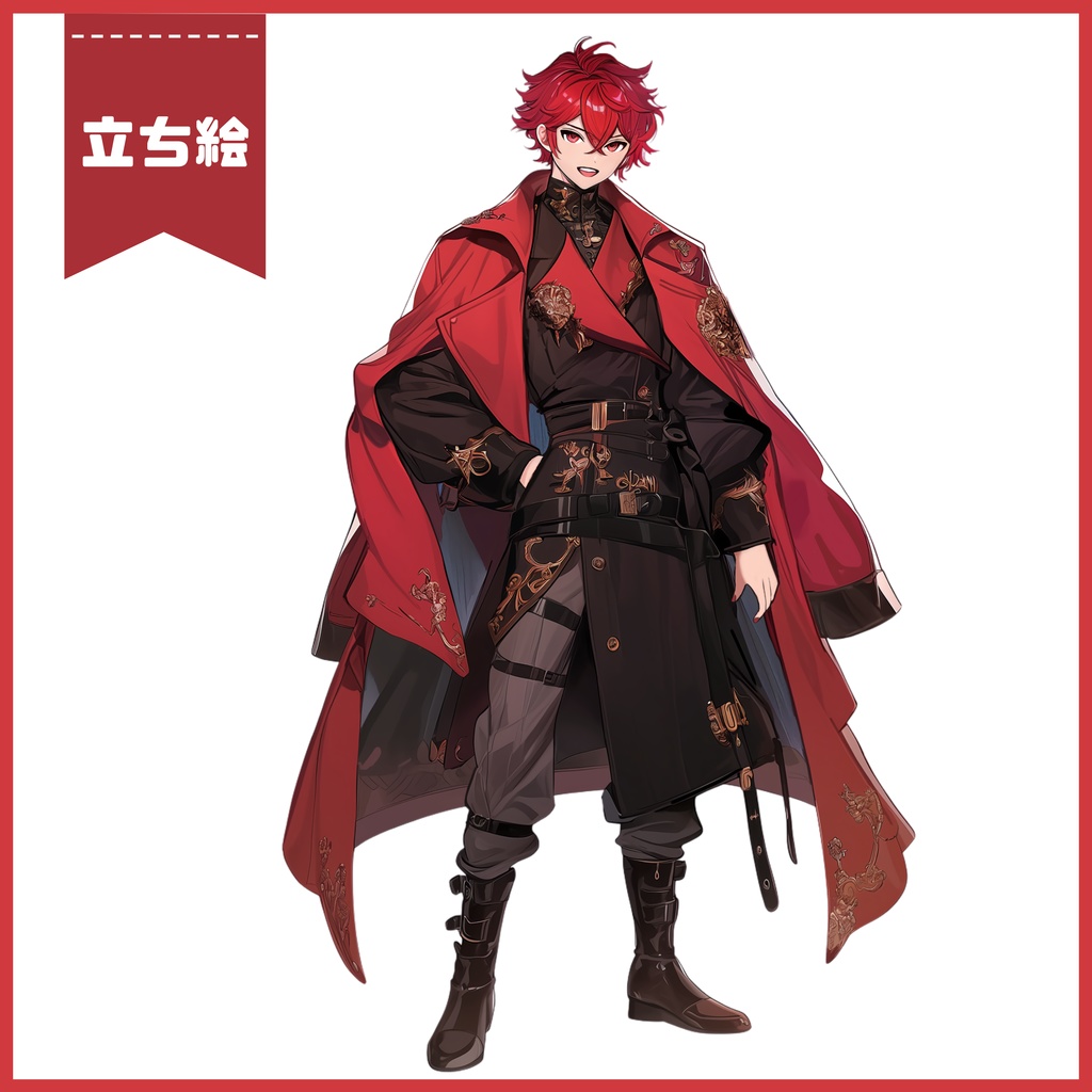 【Vtuber】1点限定!紅の騎士のような美しき男の子 立ち絵・キービジュアルセット