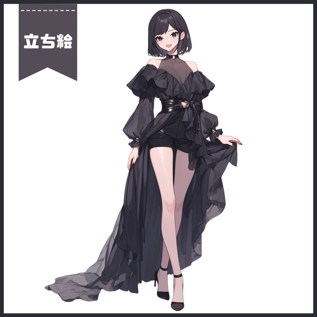 【Vtuber】1点限定!月夜に咲くドレスの女の子 立ち絵・キービジュアルセット