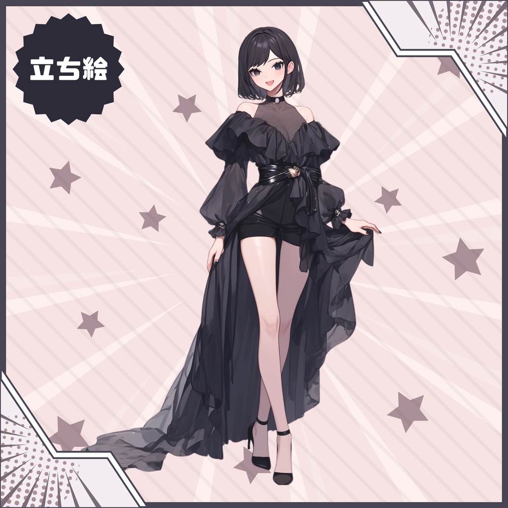 【Vtuber】1点限定!月夜に咲くドレスの女の子 立ち絵・キービジュアルセット