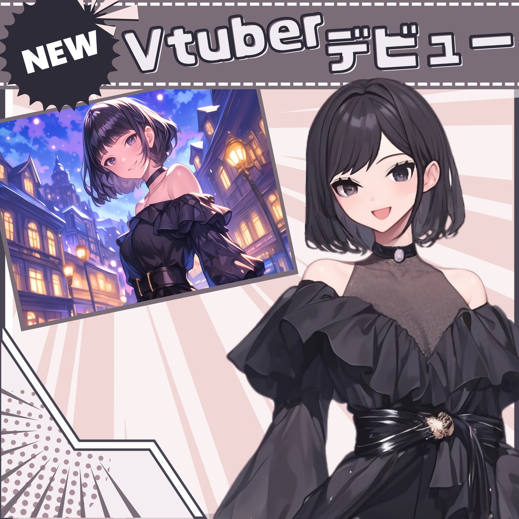 【Vtuber】1点限定！月夜に咲くドレスの女の子 立ち絵・キービジュアルセット