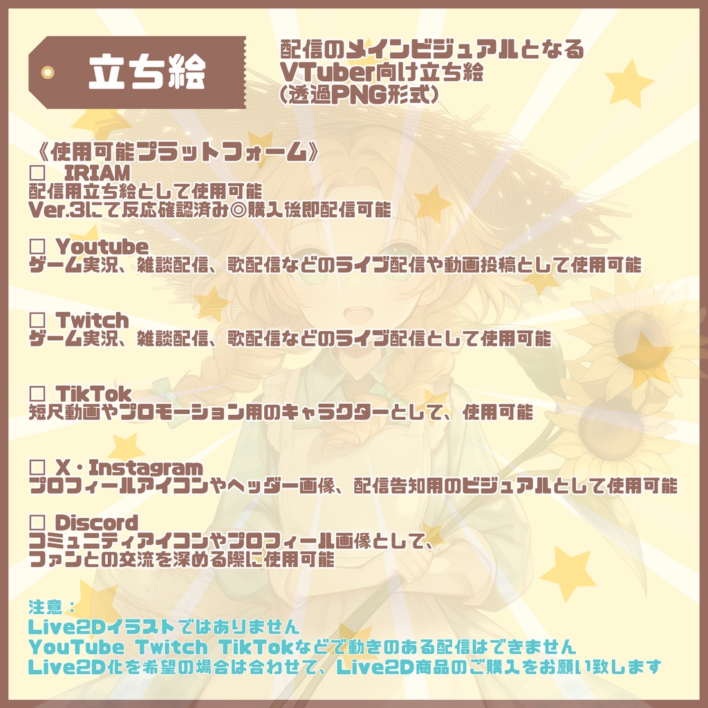 【Vtuber】1点限定!夏風チェックの女の子 立ち絵・キービジュアルセット