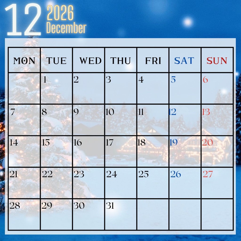 2026 PHOTO CALENDAR(スクエア&A4サイズ)12ヶ月セット|風景フォトデザイン|印刷・スマホ壁紙OK