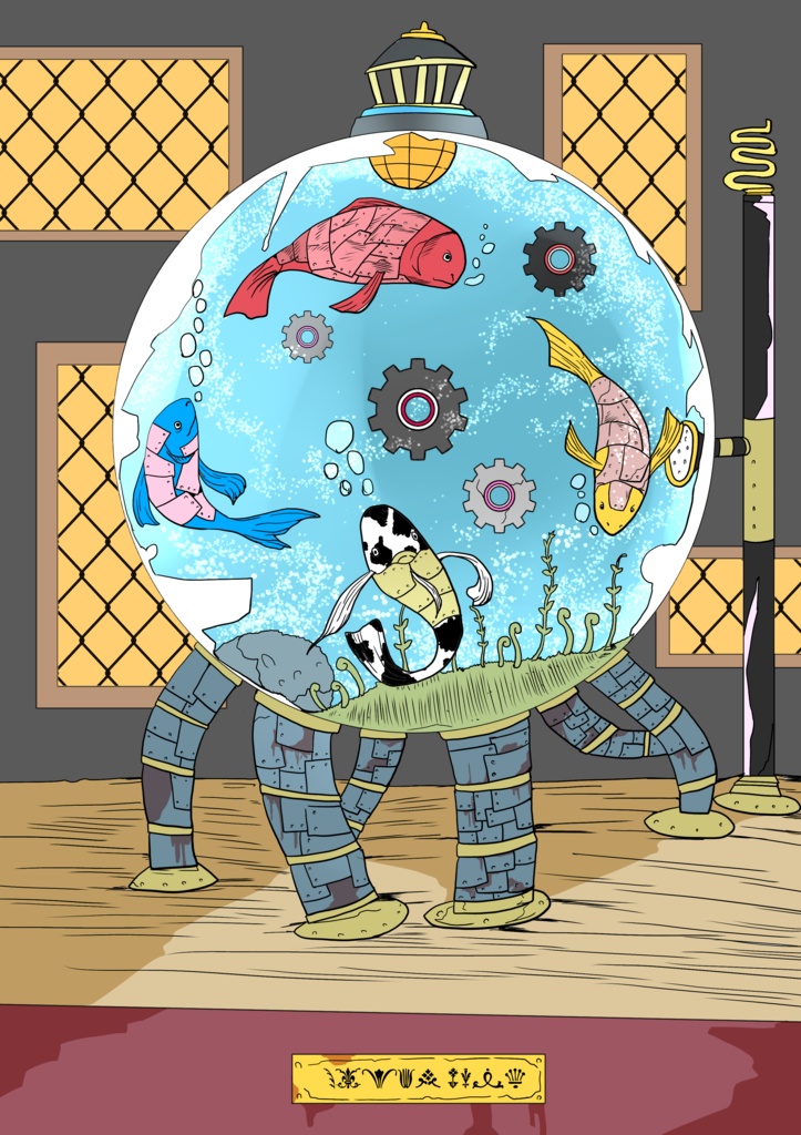 スチームパンク水槽 アクリルスマホスタンド